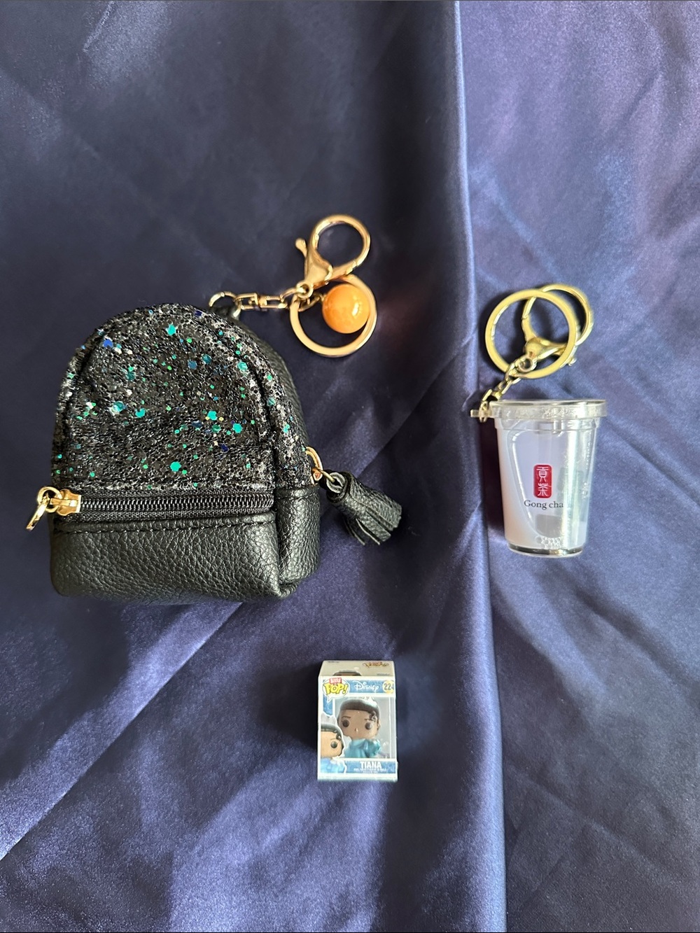 Bundle of 2 Keychains with Funko Bitty Pop! Disney Princess Tiana (#224)